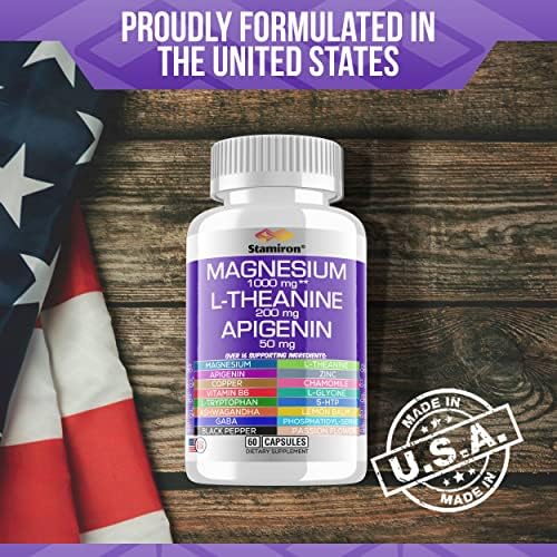 Suplemento de Complejo de Magnesio 1000mg, L Teanina 200mg, Apigenina 50mg con Magnesio, Manzanilla, 5-HTP, Pasiflora, B6 y Ashwagandha - Hecho en - imagen 2