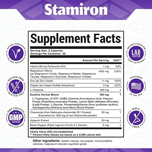 Suplemento de Complejo de Magnesio 1000mg, L Teanina 200mg, Apigenina 50mg con Magnesio, Manzanilla, 5-HTP, Pasiflora, B6 y Ashwagandha - Hecho en - imagen 5