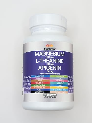 Suplemento de Complejo de Magnesio 1000mg, L Teanina 200mg, Apigenina 50mg con Magnesio, Manzanilla, 5-HTP, Pasiflora, B6 y Ashwagandha - Hecho en - imagen 6