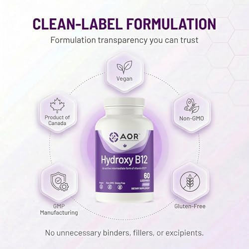 AOR Hydroxy B12 1000mcg 60 Tabletas, Suplemento Vegano de 60 Días para Vitalidad Diaria - imagen 5
