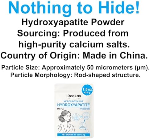 iReaLax Polvo de Hidroxiapatita Microcristalina 100% Pura 42.5g (1.5 oz) | Polvo No Nano para Dientes | Formulaciones DIY | Cristales Mcha sin Sabor - imagen 4