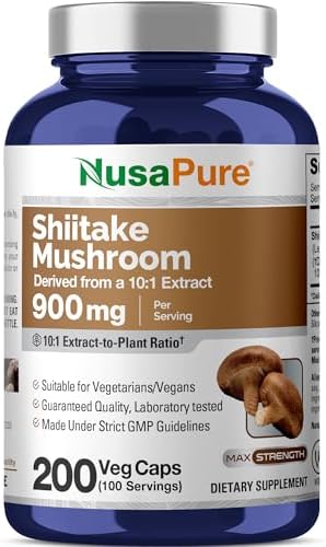 NusaPure Hongo Shiitake, 900 mg, 200 Cápsulas Veganas (Sin OGM, Veganas) - imagen 1