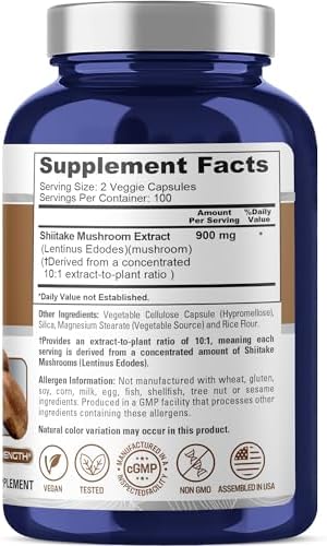 NusaPure Hongo Shiitake, 900 mg, 200 Cápsulas Veganas (Sin OGM, Veganas) - imagen 3