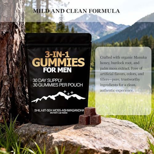 Gummies Zenith 3 en 1 para Hombres, Shilajit Gold con Musgo Marino, Ashwagandha, Miel Manuka Orgánica y Extracto de Raíz de Bardana, Apoyo Energético - imagen 4