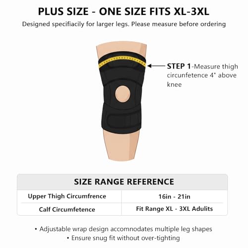 Faja para Rodilla Nvorliy para Hombres y Mujeres Talla Grande (XL/2XL/3XL) - Soporte Ajustable para Dolor de Artritis y Desgarro de Menisco con - imagen 2