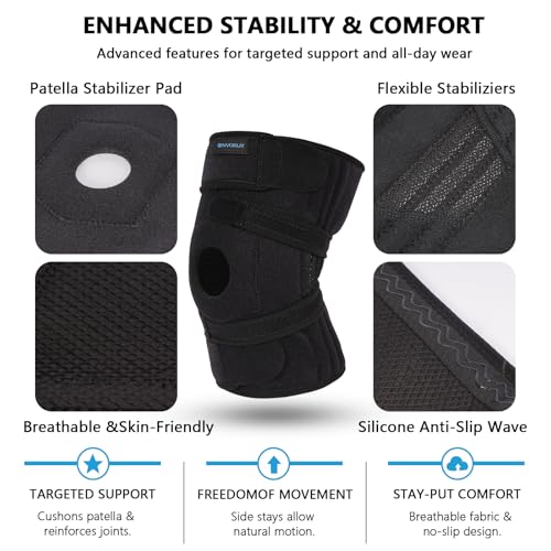 Faja para Rodilla Nvorliy para Hombres y Mujeres Talla Grande (XL/2XL/3XL) - Soporte Ajustable para Dolor de Artritis y Desgarro de Menisco con - imagen 4