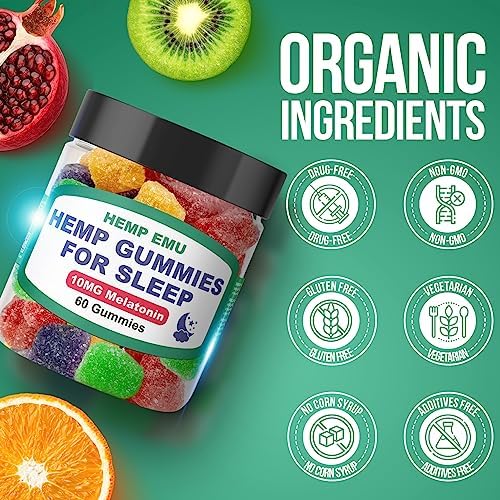 Gomitas de Cáñamo Emu para Dormir - Duerme Más Rápido y Profundo - 10mg de Melatonina + Extracto de Cáñamo Premium, 2 Gomitas por Porción - 60 - imagen 2