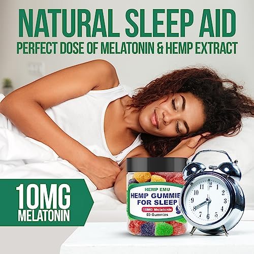 Gomitas de Cáñamo Emu para Dormir - Duerme Más Rápido y Profundo - 10mg de Melatonina + Extracto de Cáñamo Premium, 2 Gomitas por Porción - 60 - imagen 3