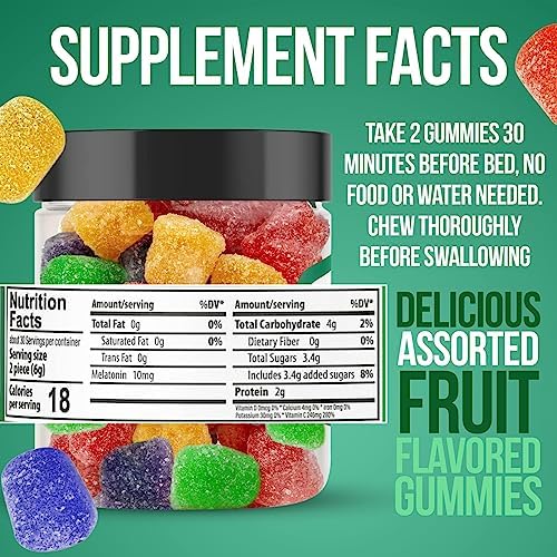 Gomitas de Cáñamo Emu para Dormir - Duerme Más Rápido y Profundo - 10mg de Melatonina + Extracto de Cáñamo Premium, 2 Gomitas por Porción - 60 - imagen 5