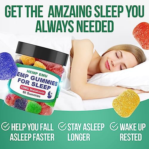 Gomitas de Cáñamo Emu para Dormir - Duerme Más Rápido y Profundo - 10mg de Melatonina + Extracto de Cáñamo Premium, 2 Gomitas por Porción - 60 - imagen 7