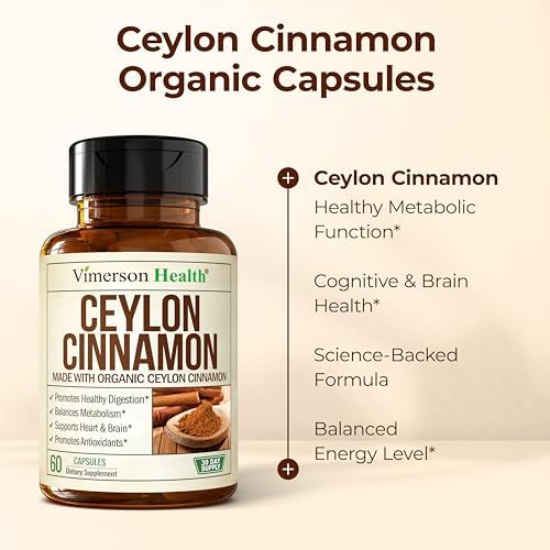 Cápsulas de Canela de Ceylán Orgánica - Suplementos de Canela Verdadera para Balance de Inflamación, Función Cognitiva y Soporte Antioxidante. 60 - imagen 4