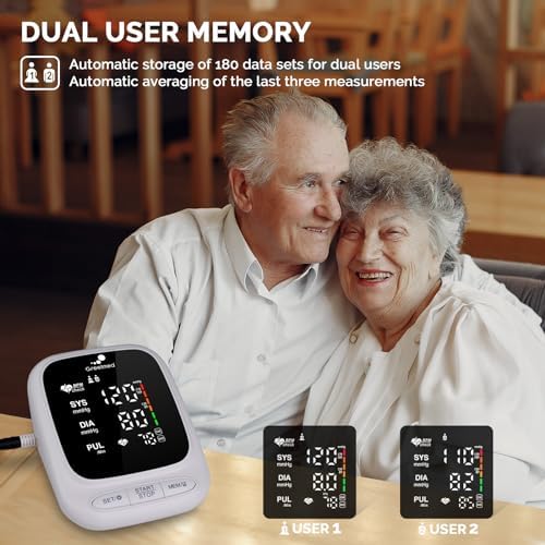 Monitor de Presión Arterial Automático para Brazo, Máquina Recargable con Pantalla LED Digital, Manguito Grande Ajustable 8.7-16.5, Modelo para Doble - imagen 5