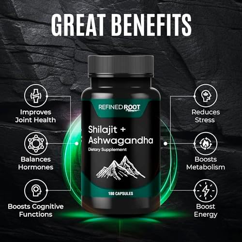 Suplemento de Shilajit para Hombres 1000mg y Ashwagandha 500mg (180 Cápsulas) - 20% Ácido Fulvico - Shilajit para Mujeres - imagen 3