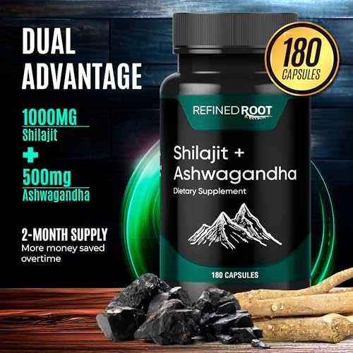 Suplemento de Shilajit para Hombres 1000mg y Ashwagandha 500mg (180 Cápsulas) - 20% Ácido Fulvico - Shilajit para Mujeres - imagen 4