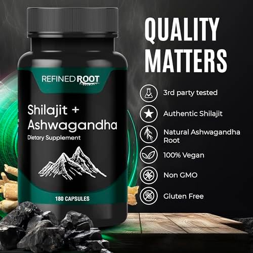 Suplemento de Shilajit para Hombres 1000mg y Ashwagandha 500mg (180 Cápsulas) - 20% Ácido Fulvico - Shilajit para Mujeres - imagen 6