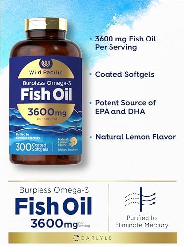 Aceite de Pescado Burpless Carlyle 3600 mg | 300 Cápsulas Blandas | Omega-3 Sabor Limón | Suplemento Sin OGM y Sin Gluten | Wild Pacific - imagen 4