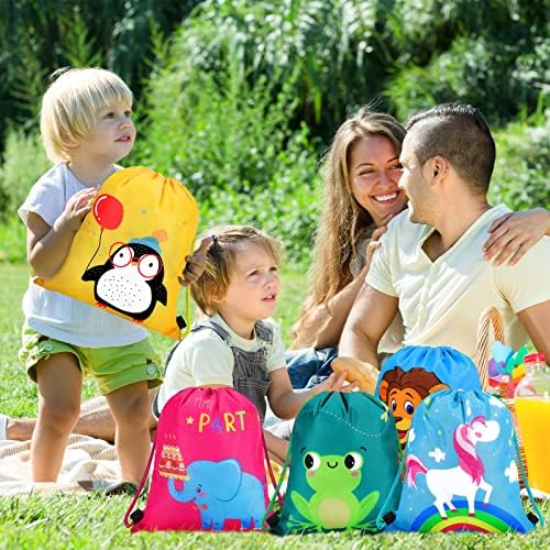 Shappy 24 Piezas de Bolsas de Regalo con Cuerda para Fiesta, Animales de Caricatura, Dulces y Sorpresas para Cumpleaños de Niños y Niñas - imagen 2