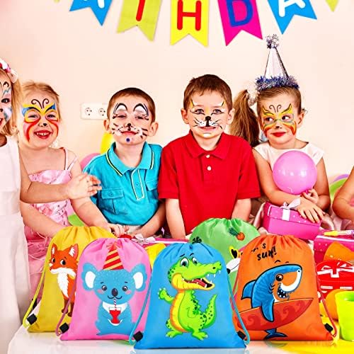 Shappy 24 Piezas de Bolsas de Regalo con Cuerda para Fiesta, Animales de Caricatura, Dulces y Sorpresas para Cumpleaños de Niños y Niñas - imagen 4