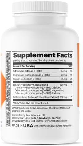 Cápsulas de Sales BHB Keto - Cápsulas de BHB con Sodio, Calcio, Magnesio y Cafeína - Suplemento de Cetonas Exógenas para Energía, Enfoque y Cetosis - imagen 3
