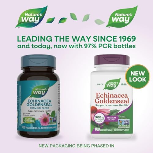 Echinacea Goldenseal de Nature's Way, Mezcla Premium, Apoya la Salud Inmunológica, 900 mg por 2 Cápsulas, 100 Cápsulas Veganas y No GMO - imagen 2