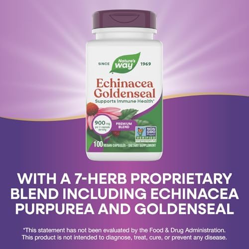 Echinacea Goldenseal de Nature's Way, Mezcla Premium, Apoya la Salud Inmunológica, 900 mg por 2 Cápsulas, 100 Cápsulas Veganas y No GMO - imagen 4
