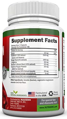 Suplemento Herbal para el Apoyo a la Circulación Sanguínea - Mejora el Flujo Sanguíneo, Arterias y Venas - Con Espino, Niacina, L-Arginina, Escoba de - imagen 2