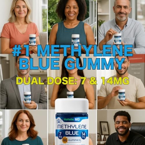 Holistic MD Methylene Blue para Humanos USP Grado Farmacéutico 7mg y 14mg - Calidad Certificada - Sin Azúcar Vegano - Sabor a Baya 60 Gomas - imagen 4