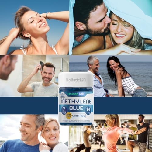 Holistic MD Methylene Blue para Humanos USP Grado Farmacéutico 7mg y 14mg - Calidad Certificada - Sin Azúcar Vegano - Sabor a Baya 60 Gomas - imagen 6
