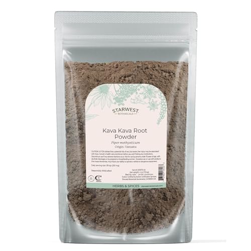 Polvo de Raíz de Kava Kava Starwest Botanicals - Hierba Secada para Té y Bebidas, Piper Methysticum Natural, Silvestre, Finamente Molido, Kosher - - imagen 1