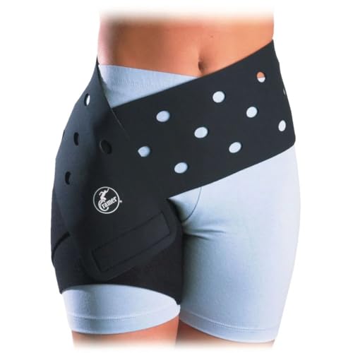 Soporte Cramer para la ingle y cadera, ideal para esguinces y lesiones, recuperación de cadera, compresión ajustable de neopreno, negro - imagen 1