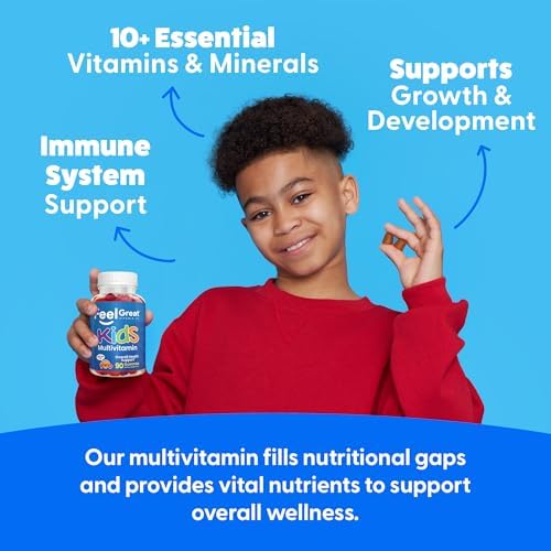 Gomitas Multivitamínicas Feel Great para Niños | Sabor Cítrico y Fresa | Con Vitamina D para Huesos, Músculos e Inmunidad | 45 Días de Suministro - imagen 5