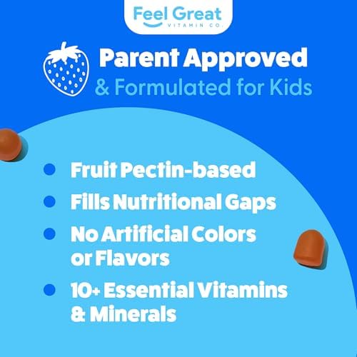 Gomitas Multivitamínicas Feel Great para Niños | Sabor Cítrico y Fresa | Con Vitamina D para Huesos, Músculos e Inmunidad | 45 Días de Suministro - imagen 6