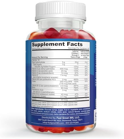 Gomitas Multivitamínicas Feel Great para Niños | Sabor Cítrico y Fresa | Con Vitamina D para Huesos, Músculos e Inmunidad | 45 Días de Suministro - imagen 8
