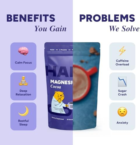 HABIT ONE Magnesio con Cacao, Ashwagandha y Reishi - Mezcla de Adaptógenos - Zinc, L-Teanina, L-Glicina, Manzanilla, Jujube y Canela - Hecho en EE. - imagen 4