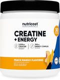 Nutricost Creatina + Energía 30 Porciones (Sabor Durazno Mango) - 5,000mg Creatina Monohidratada + 350mg Complejo Energético por Porción - imagen 1