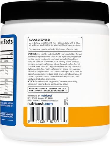 Nutricost Creatina + Energía 30 Porciones (Sabor Durazno Mango) - 5,000mg Creatina Monohidratada + 350mg Complejo Energético por Porción - imagen 4