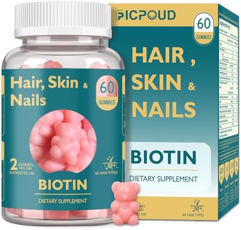 Gomitas de Biotina Ficpoud para Cabello, Piel y Uñas, Vitaminas Veganas para Hombres y Mujeres, Apoya el Crecimiento del Cabello, 30 Días - imagen 1