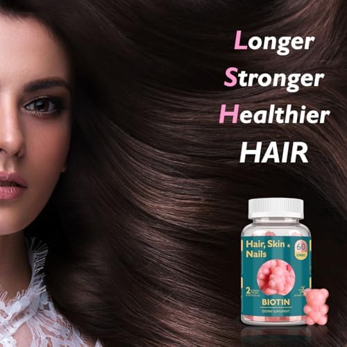 Gomitas de Biotina Ficpoud para Cabello, Piel y Uñas, Vitaminas Veganas para Hombres y Mujeres, Apoya el Crecimiento del Cabello, 30 Días - imagen 8