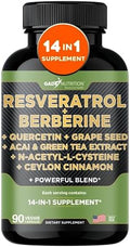 Suplemento Complejo 14 en 1 Gade Nutrition: Resveratrol, Berberina, Quercetina, Extracto de Semilla de Uva, Té Verde y N-Acetil Cisteína - - imagen 1