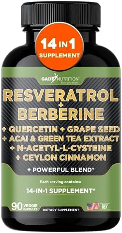 Suplemento Complejo 14 en 1 Gade Nutrition: Resveratrol, Berberina, Quercetina, Extracto de Semilla de Uva, Té Verde y N-Acetil Cisteína - - imagen 1