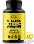 HerbaMe Vitamina D3 5000 IU + K2 con Magnesio Bisglicinato | Fórmula Completa para Activación y Absorción de D3 | Bienestar Óseo, Muscular e - imagen 1