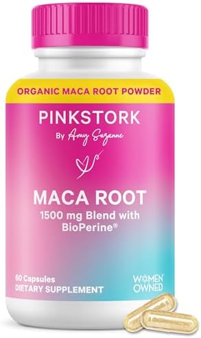 Cápsulas de Raíz de Maca Pink Stork para Mujeres – Maca Orgánica con BioPerine® para Equilibrio Hormonal, Energía y Bienestar – Apoya la - imagen 1