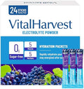VitalHarvest 24 Paquetes de Polvo de Electrolitos Sin Azúcar, 7 Sabores, Hidratación Líquida, Mezcla para Bebida Diaria, Bajo en Sodio, Uva - imagen 1