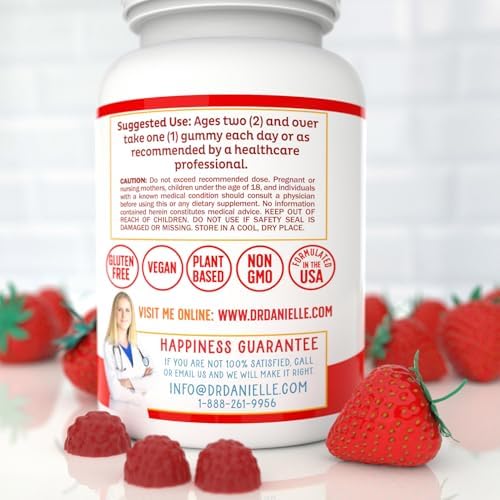 Gomitas de Vitamina D3 y B12 de Dr. Danielle, Suplemento Vegano Diario para Adultos y Niños, No GMO, 1000 IU de Vitamina D3 y 250 mcg de B12, 60 - imagen 5