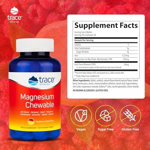 Suplemento Masticable de Magnesio Trace Minerals | Promueve la Calma, Enfoque y Relajación Muscular | Apoya Sueño Óptimo y Digestión | Sin Azúcar | - imagen 2