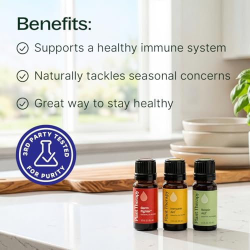 Set de Aceites Esenciales Plant Therapy Wellness, 3 Piezas de 10 MLS (1/3 oz), Mezclas Puramente Naturales: Germ Fighter, Immune Aid y Respir Aid, - imagen 2