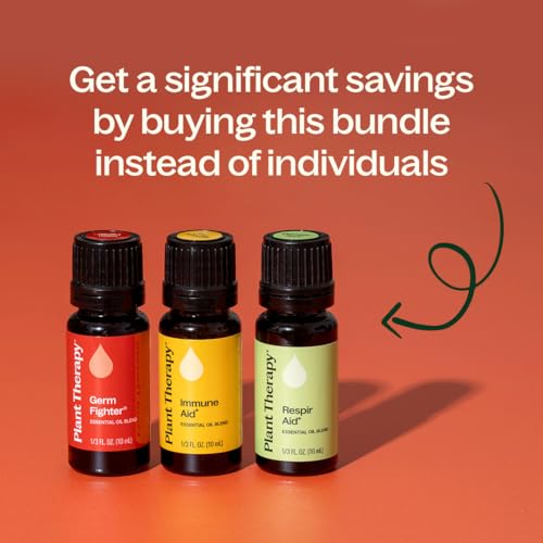 Set de Aceites Esenciales Plant Therapy Wellness, 3 Piezas de 10 MLS (1/3 oz), Mezclas Puramente Naturales: Germ Fighter, Immune Aid y Respir Aid, - imagen 6