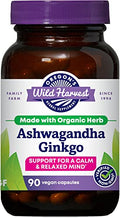 Suplementos Herbales Orgánicos Oregon's Wild Harvest Ashwagandha y Ginkgo, Cápsulas Veganas de 90 Contenidos para Apoyar la Calma y Relajación - imagen 1