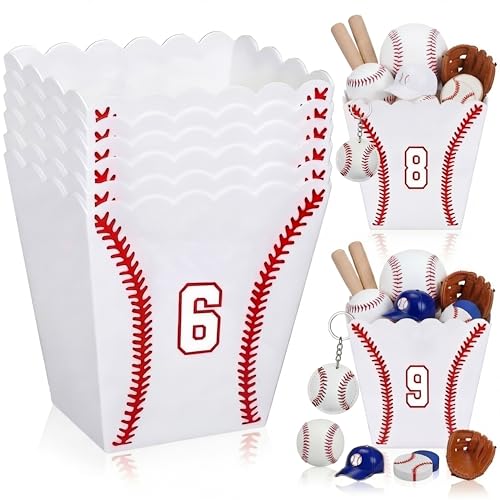 Cajas de Regalo Novabright para Equipo de Béisbol Nocturno - Set de 6, Contenedores de Plástico para Snacks y Palomitas con Número para Fiestas de - imagen 1