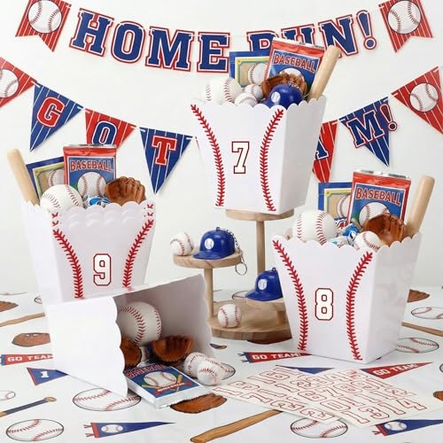 Cajas de Regalo Novabright para Equipo de Béisbol Nocturno - Set de 6, Contenedores de Plástico para Snacks y Palomitas con Número para Fiestas de - imagen 2